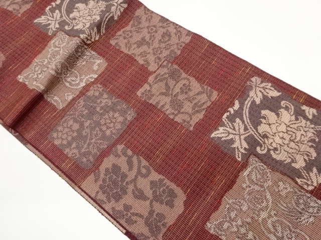 JAPANESE NAGOYA OBI / WOVEN FLOWER ARABESQUE